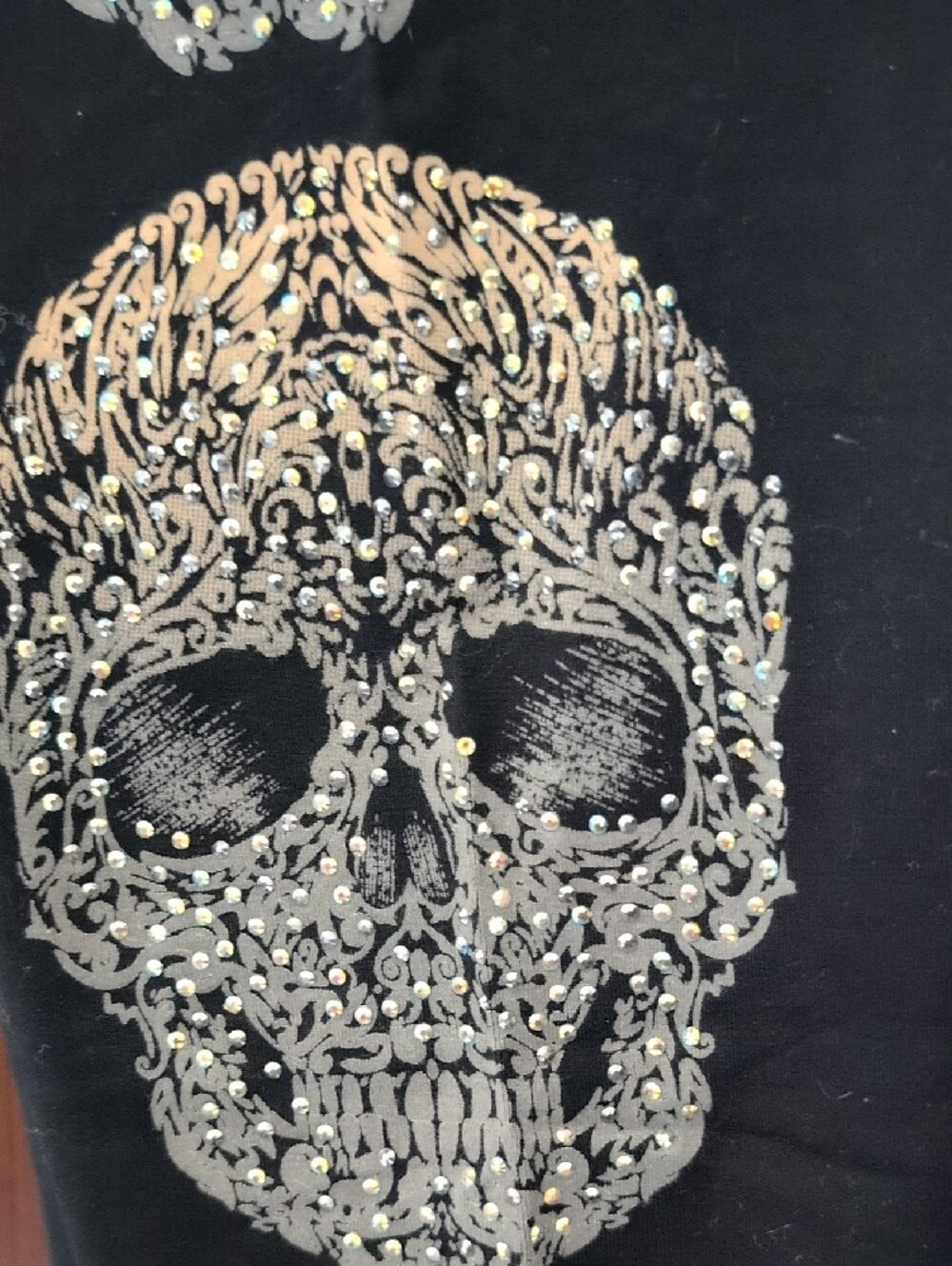 Vocal Black Leggings with Gold Skull Stud Embellishments - Picture 2 of 4